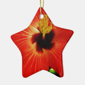 Helle Rot-Orange-Hibiskus-Blume Keramik Ornament (Links)