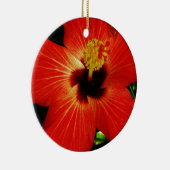 Helle Rot-Orange-Hibiskus-Blume Keramikornament (Rechts)