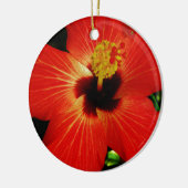 Helle Rot-Orange-Hibiskus-Blume Keramikornament (Links)