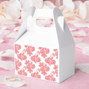Helle rot-rosa Blumenmuster-Geschenkpapier mit Geschenkschachtel