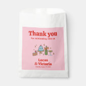 Helle Rot-Rosa-Handgezeichnete Hochzeit Geschenktütchen (Vorderseite)