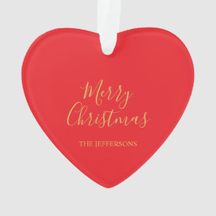 Helle Rot- und Goldfarben Frohe Weihnachten Zweise Ornament