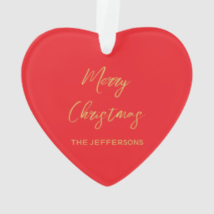 Helle Rot- und Goldfarben Frohe Weihnachten Zweise Ornament