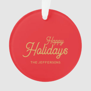 Helle Rot- und Goldfarben Frohe Weihnachten Zweise Ornament