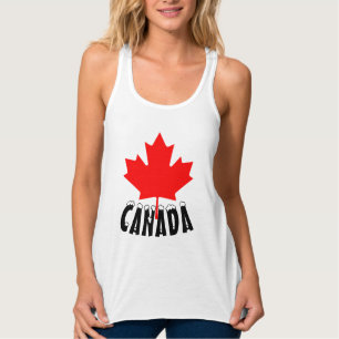 Helle rote Ahornblatt Kanada Schnee bedeckt Text Tank Top