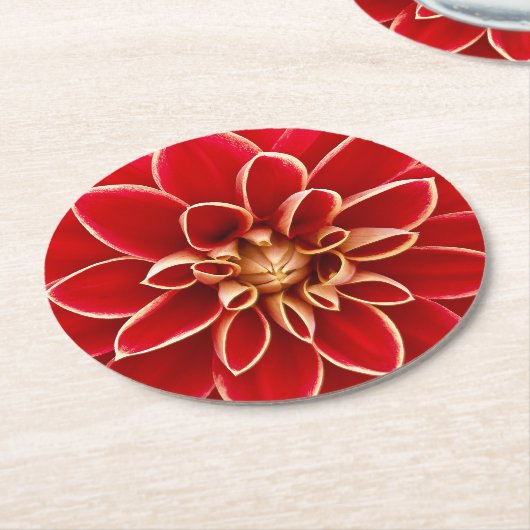 Helle rote Dahlienblume Runder Pappuntersetzer (Angewinkelt)