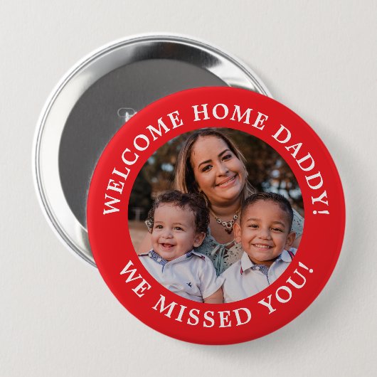 Helle rote einfache Nachrichten-Bogen-Text und Fot Button (Vorne & Hinten)