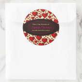 Helle rote Herzen handgefertigt mit Liebe Runder Aufkleber (Tasche)