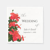 Helle Rote Hibiskus Blume Paper Napkin Serviette (Vorderseite)