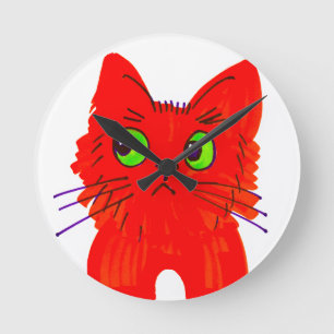 Helle Rote Katze — Mit Augen Wunder mit einer Dreh Runde Wanduhr