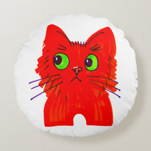 Helle Rote Katze — Mit Augen Wunder mit einer Dreh Rundes Kissen