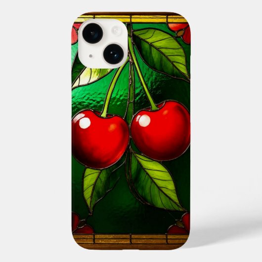 Helle rote Kirschen und grüne Blätter Case-Mate iPhone Hülle (Rückseite)