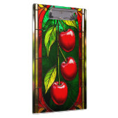Helle rote Kirschen und grüne Blätter Klemmbrett (Rechts)