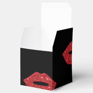 Helle rote Lippen Glitter Küsse elegant feminin Geschenkschachtel