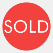 Helle rote moderne Typografie Custom Sold Runder Aufkleber (Vorderseite)