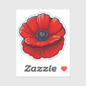 Helle Rote Mohnblume Blume Aufkleber (Blatt)