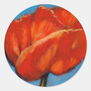 HELLE ROTE MOHNBLUME RUNDER AUFKLEBER