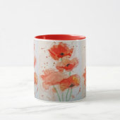 Helle rote Mohnblumen Aquarell-Blume Blumen Tasse (Zentrum)
