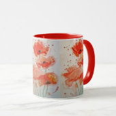 Helle rote Mohnblumen Aquarell-Blume Blumen Tasse (VorderseiteRechts)