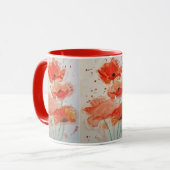 Helle rote Mohnblumen Aquarell-Blume Blumen Tasse (Vorderseite Links)