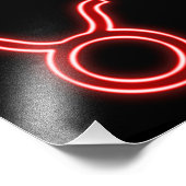 Helle rote Neon - Taurus - das Bull Star-Zeichen Fotodruck (Ecke)