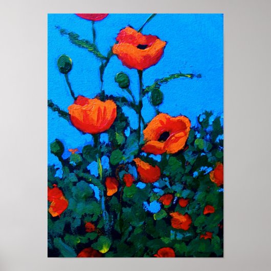 Helle rote Pfeffer: Blauer Himmel: Ölgemälde Poster (Vorne)