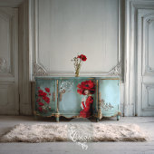 Helle rote Poppies Türkis Aquamarin Seidenpapier