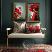 Helle rote Poppies Türkis Aquamarin Seidenpapier