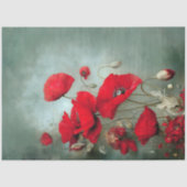 Helle rote Poppies Türkis Aquamarin Seidenpapier (Vorderseite)