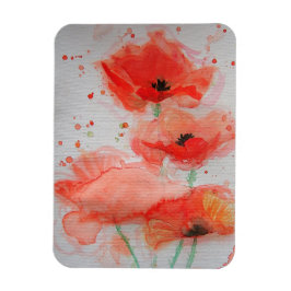 Helle Rote Poppies Watercolor Geburtstagsfloral Magnet