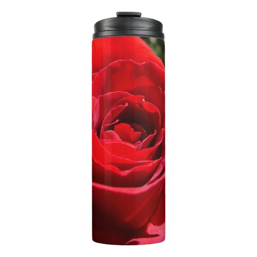 Helle Rote Rose Blume Schöne Blumenpracht Thermosbecher (Vorderseite)