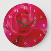 Helle Rote Rose Nah-Up-Foto Große Wanduhr (Vorderseite)