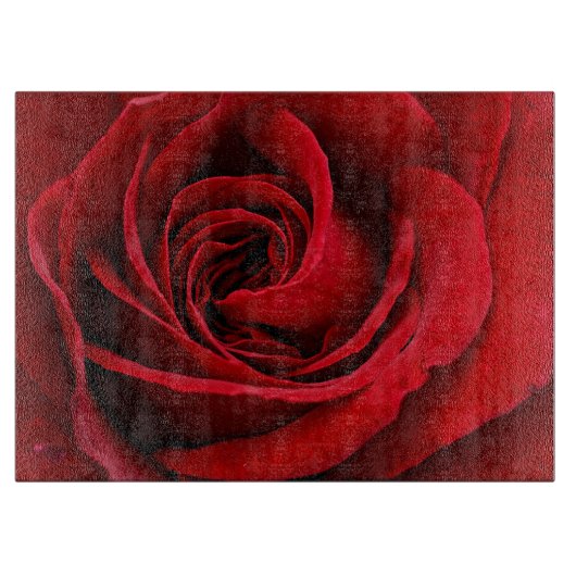 Helle rote Rose Nahaufnahme Schneidebrett (Vorderseite)