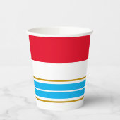 Helle rote Top Sky Blue Racing Streifen auf weiß Pappbecher (Links)