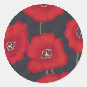 Helle rote Tulips auf Schwarz, Sticker