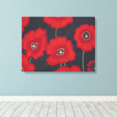 Helle rote Tulissen auf schwarz ummantelte Canvas Leinwanddruck (Insitu (Holzboden))