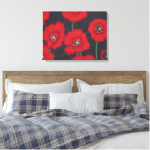 Helle rote Tulissen auf schwarz ummantelte Canvas Leinwanddruck (Insitu (Schlafzimmer))