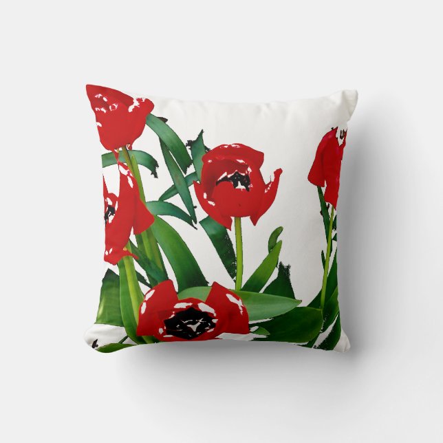 Helle rote Tulpen Kissen (Vorderseite)