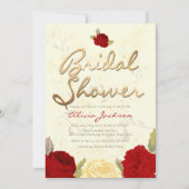Helle Rote u. Elfenbein-BlumenBrautparty-Einladung Einladung (Vorderseite)