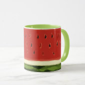 Helle Rote Wasserfarbe Wassermelone Grüne Tasse (VorderseiteRechts)