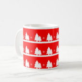 Helle, rote Weihnachtsbäume und Schneeflocken Kaffeetasse (Vorderseite Links)