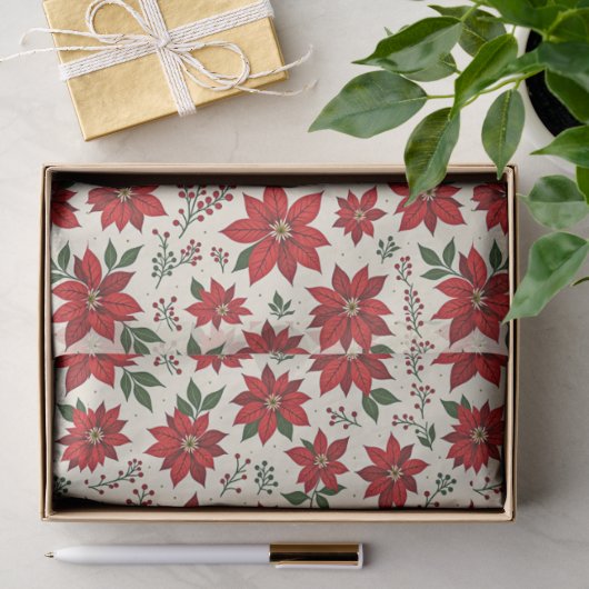 Helle rote Weihnachtssterne Seidenpapier (Geschenk)