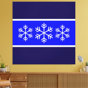 Helle Royal Blue Navy Winterstreifen Schneeflocken Leinwanddruck