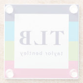 Helle Rugby Streifen Mit Monogramm Untersetzer aus (Rückseite)