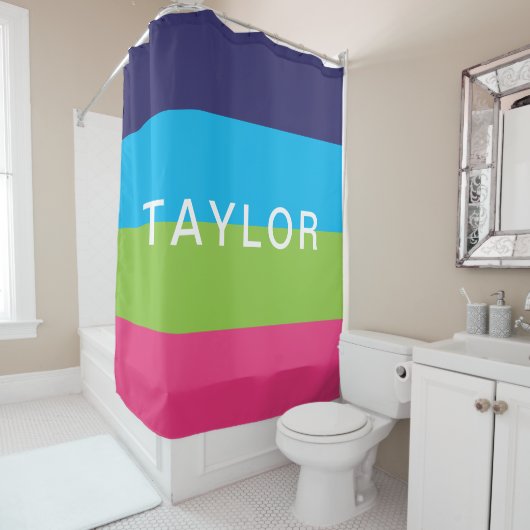 Helle Rugby Streifen Personalisiert Duschvorhang (Beispiel)