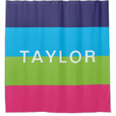 Helle Rugby Streifen Personalisiert Duschvorhang (Vorderseite)
