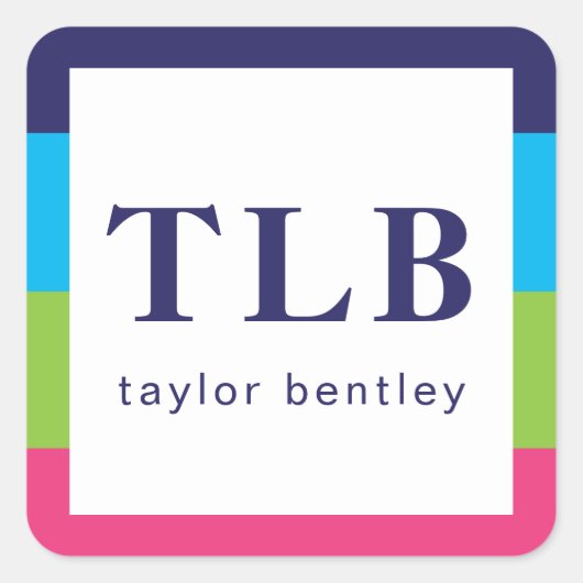 Helle Rugby Stripes Mit Monogramm Aufkleber (Vorderseite)