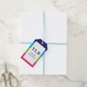 Helle Rugby Stripes Mit Monogramm Geschenktasten Geschenkanhänger (Mit Garn)