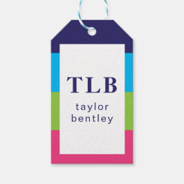 Helle Rugby Stripes Mit Monogramm Geschenktasten Geschenkanhänger