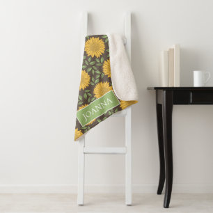 Helle rustikale Landsonnenblumen Personalisiert Sherpadecke